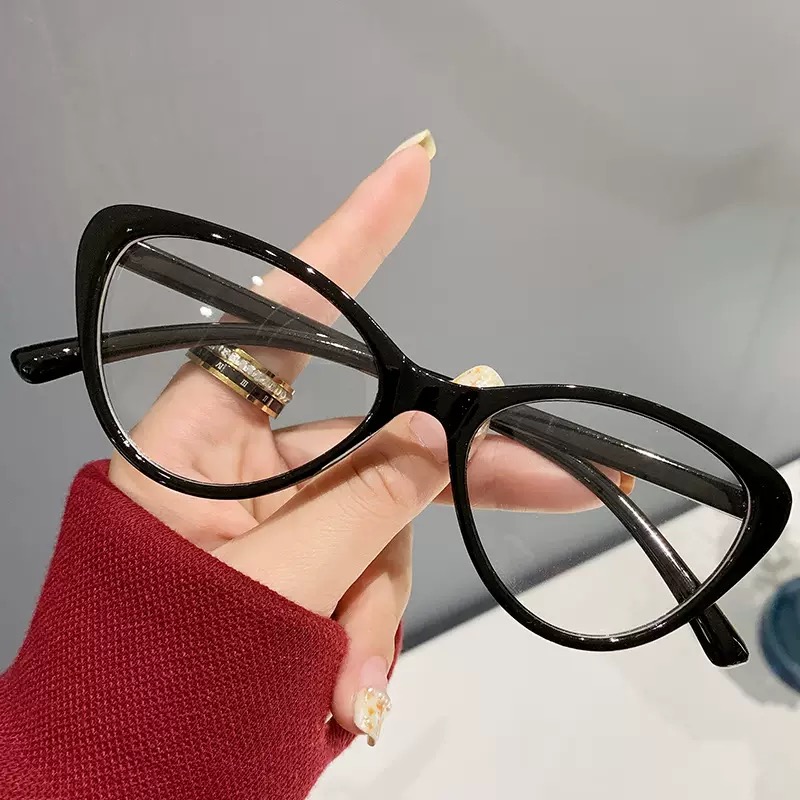 Glossy Black Cat-Eye Optical Glasses - 图片 4