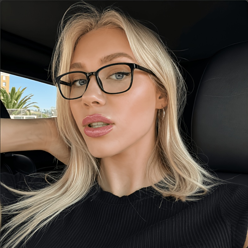 Minimalist Square Black Reading Glasses - 图片 2