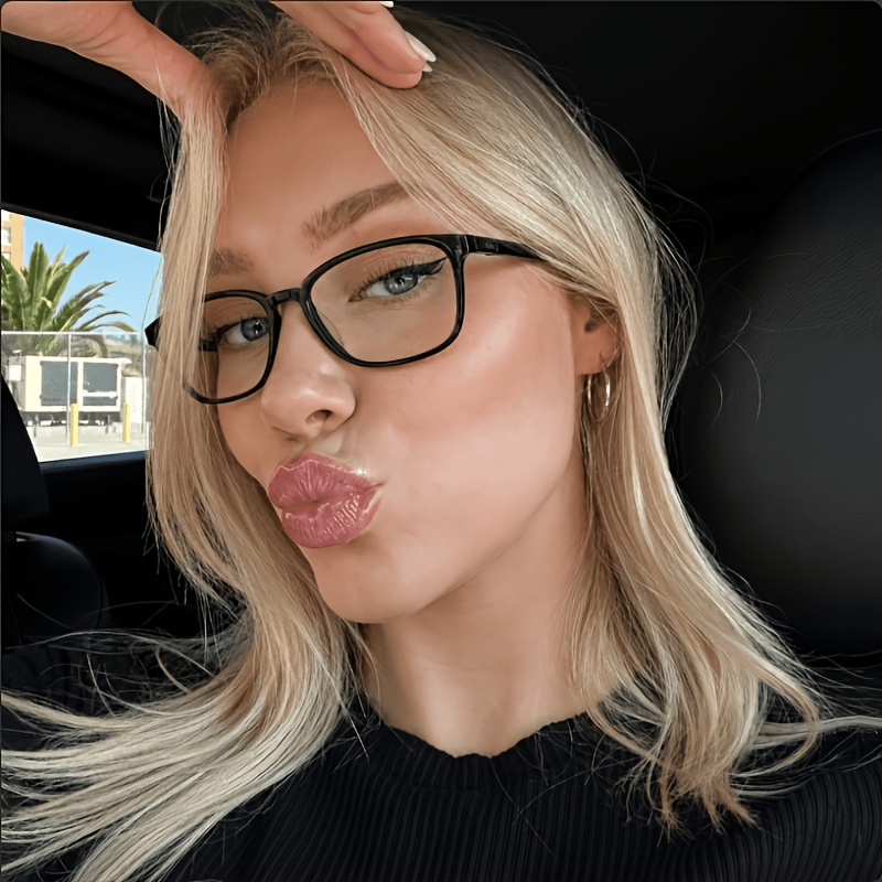 Minimalist Square Black Reading Glasses - 图片 3