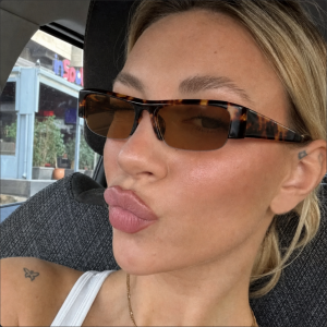 Retro Tortoiseshell Half-Rim Rectangle Sunglasses